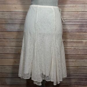 NWT Lauren Ralph Lauren Lace Chantilly Skirt In Pearl